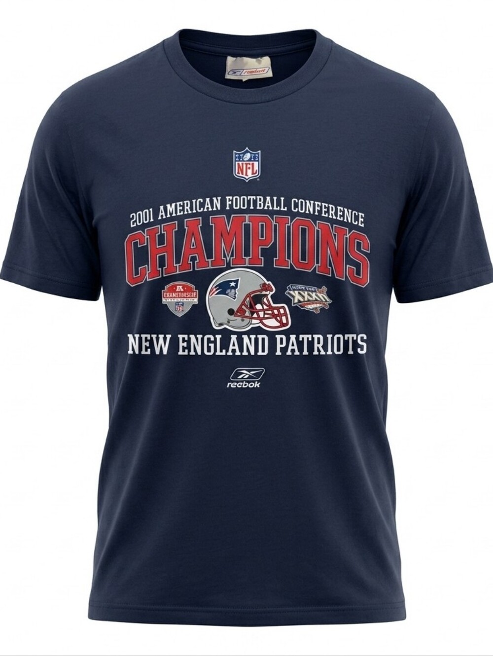 Vintage 2002 NFL Super Bowl XXXVI New England Patriots Champions Reebok T-Shirt